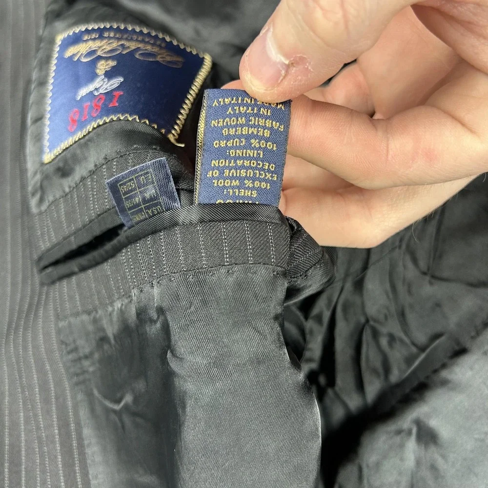 Brooks Brothers Regent Suit Jacket Mens 44 Gray Pinstripe Wool Two Button Italy‎
